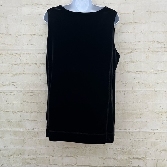 Avenue Black Velour V Neck Sleeveless Stretch Top - Picture 5 of 8